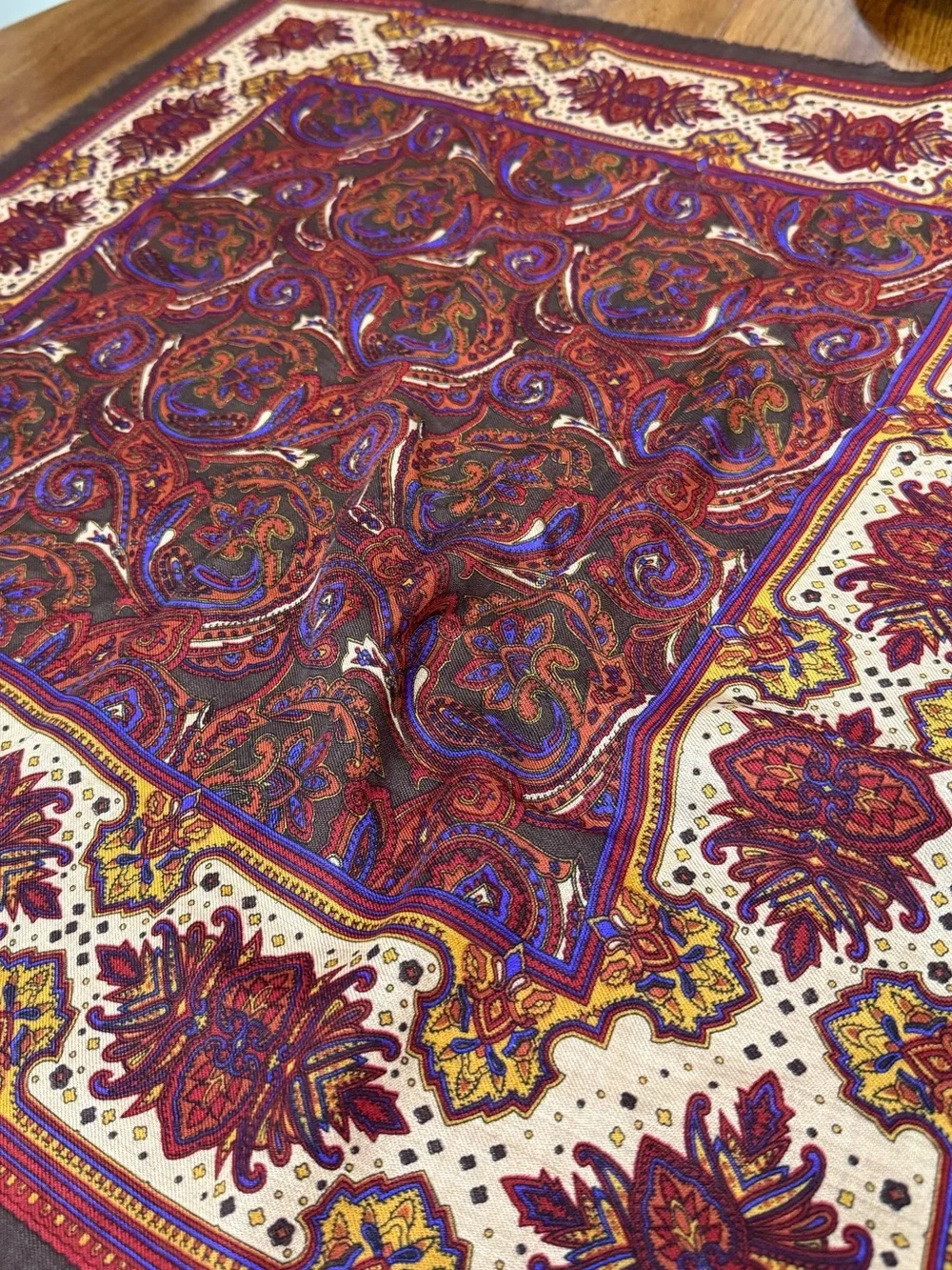 Vintage Baar & Beards Brown Paisley Wool Scarf Fall Winter Scarf Boho